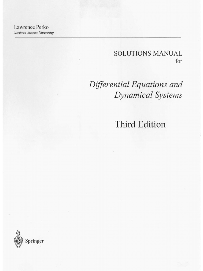 Lawrence perko instructor s solutions manual to differential