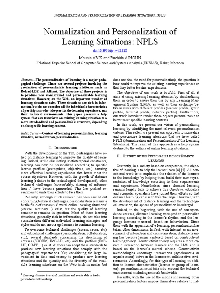 Normalization and Personalization | PDF | Constructivism (Philosophy Of ...