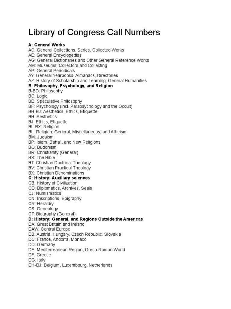 Library of Congress Call Numbers | PDF | Engineering | Medicine