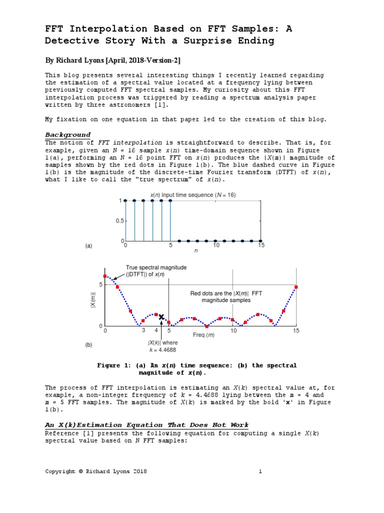 Lyons FFT Interpolation Based On FFT Samples PDF | PDF | Discrete ...