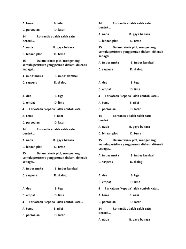 Soalan Kuiz Bahasa Melayu