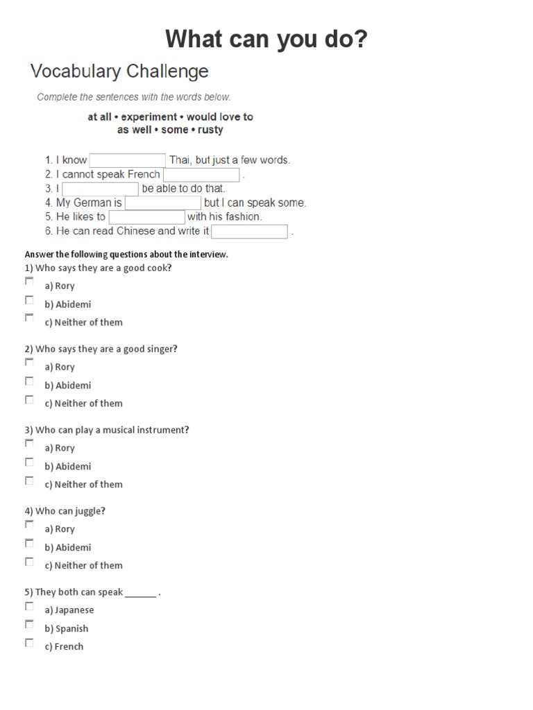Interview Questions on Cooking and Culture | PDF