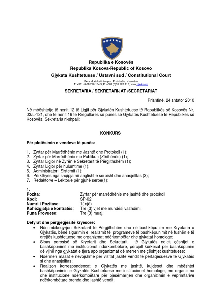 24 Shtator Konkurs GJKK | PDF