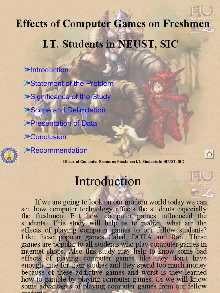 Effects of Computer Games On Freshmen I.T. Students in NEUST, SIC PDF