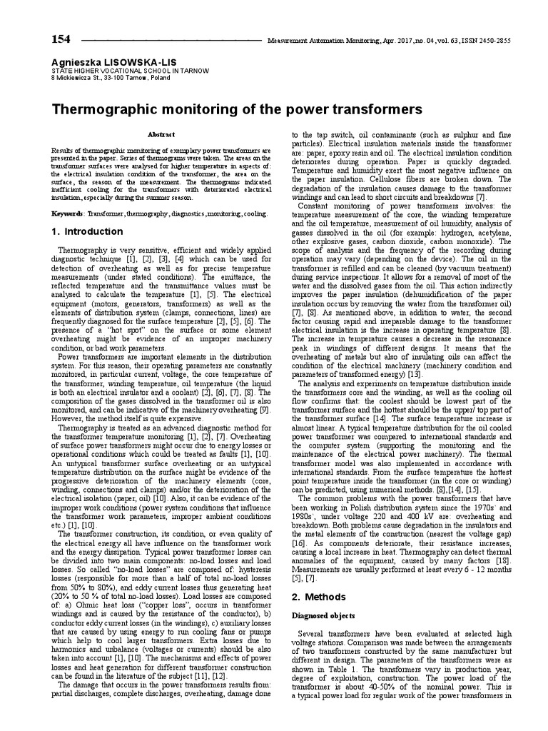 Power Transformers PDF Thermography Transformer