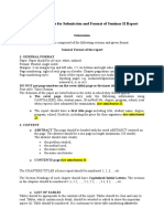 Notes of Guidance For Submission and Format of Seminar II Report