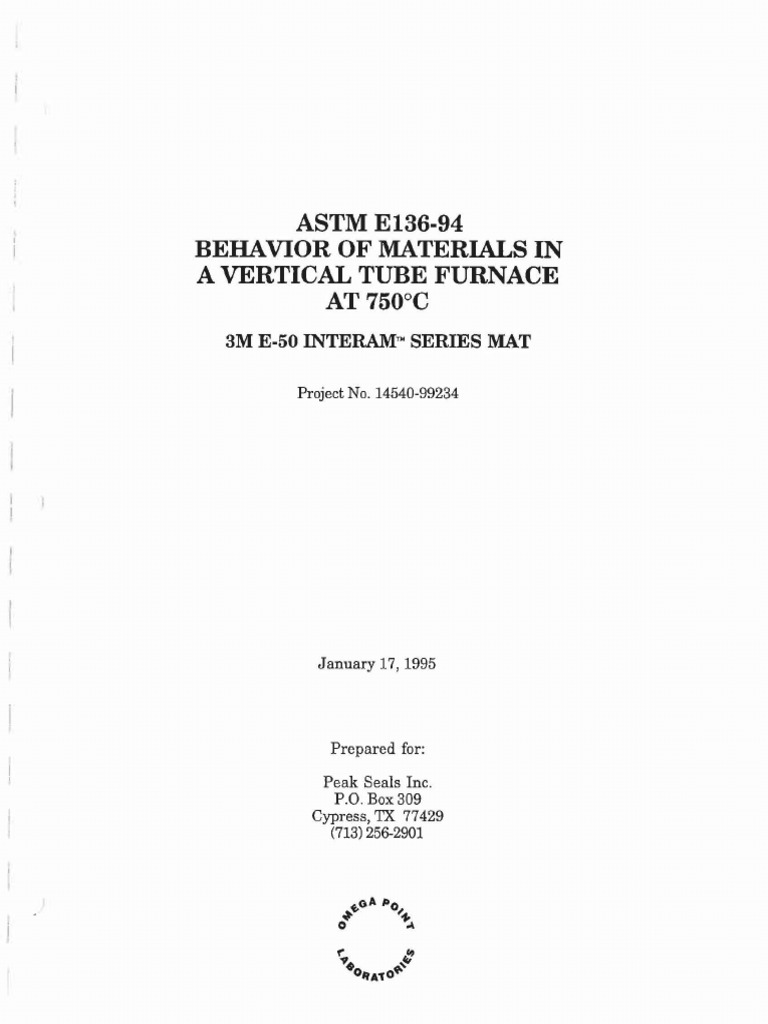 ASTM E136-94 Test Results for 3M E-50 | PDF | Thermocouple | Fires