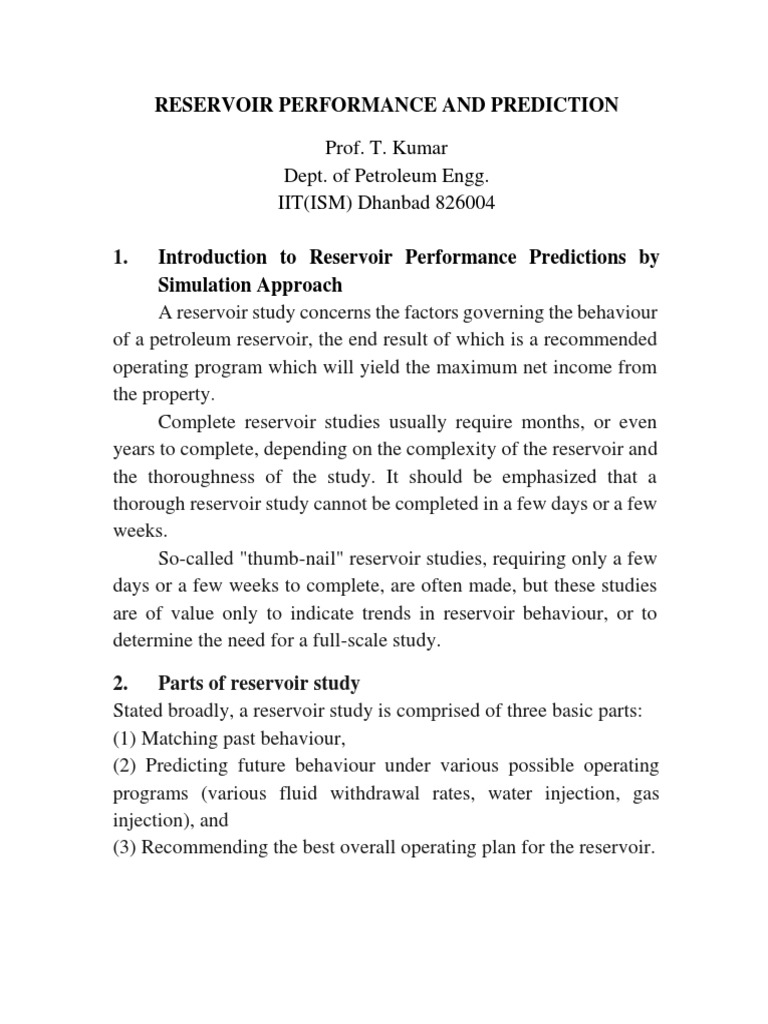 Reservoir Performance Prediction Methods | PDF | Petroleum Reservoir ...