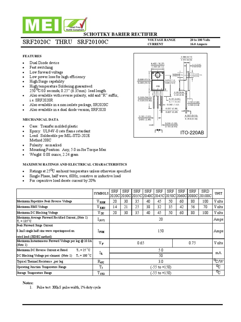 Datasheet PDF | PDF | Rectifier | Diode