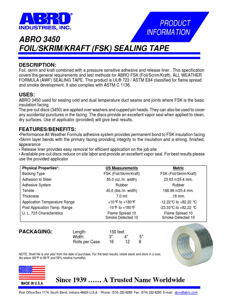 3450 FSK Tape PDF Adhesive Duct (Flow)