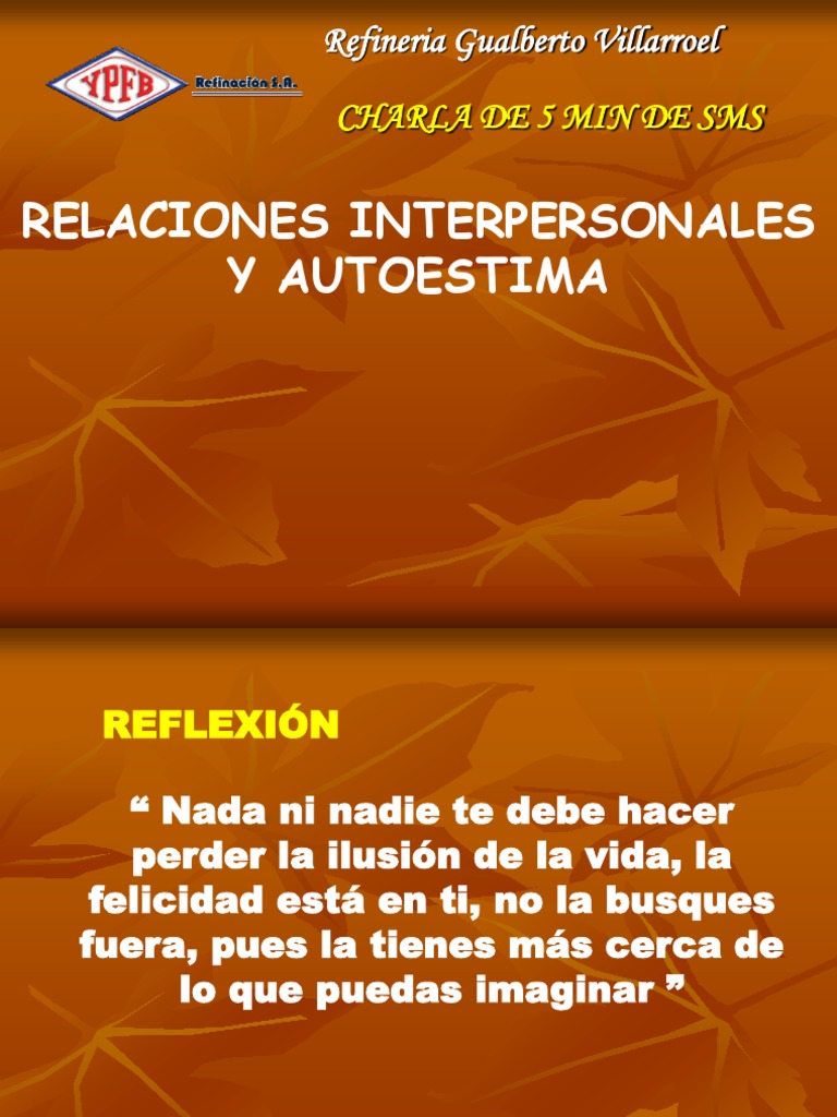 Relaciones Interpersonales y Autoestima | PDF | Concepto | Conocimiento