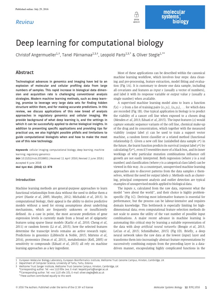 Deep Learning For Comp Bio Review | PDF | Artificial Neural Network ...