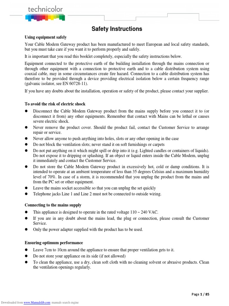 Safety Instructions: Using Equipment Safely | PDF | Telephone Call ...
