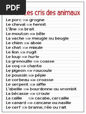 Les Cris Des Animaux Pdf Pdf