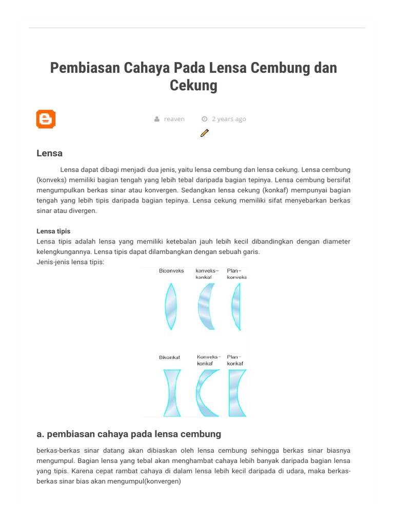 Pembiasan Lensa Cembung dan Cekung | PDF