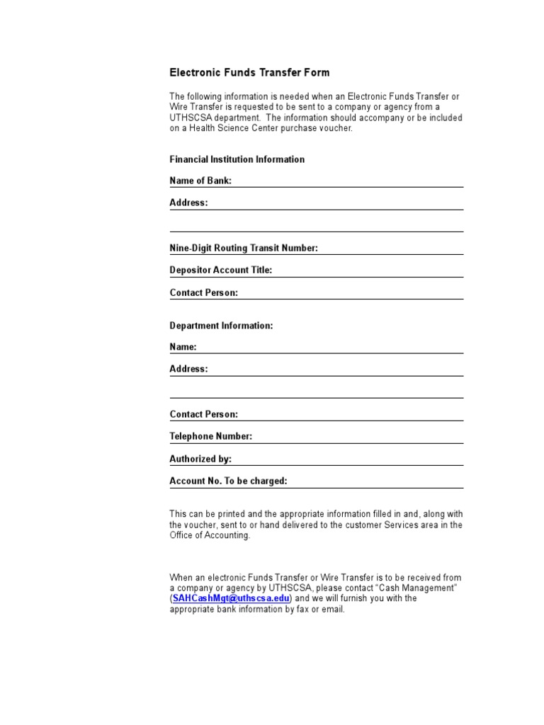 Electronic Funds Transfer Instructions | PDF