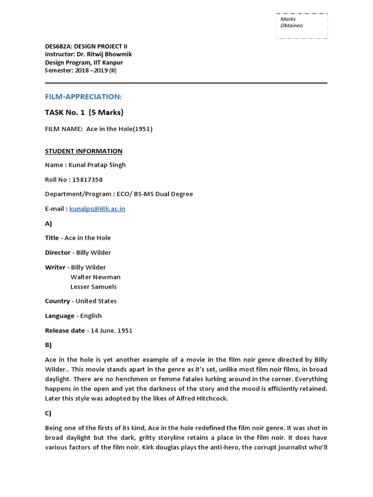 Assignment Des | PDF | Film Noir