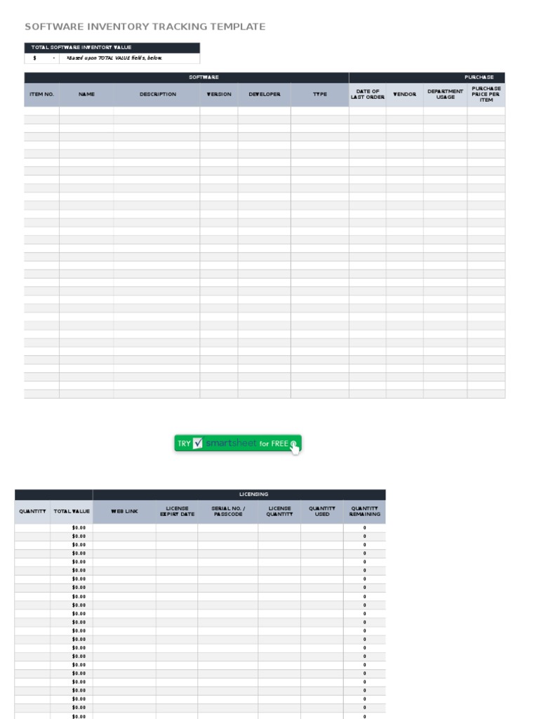 Software and Hardware Inventory Tracker | PDF | Inventory | Business