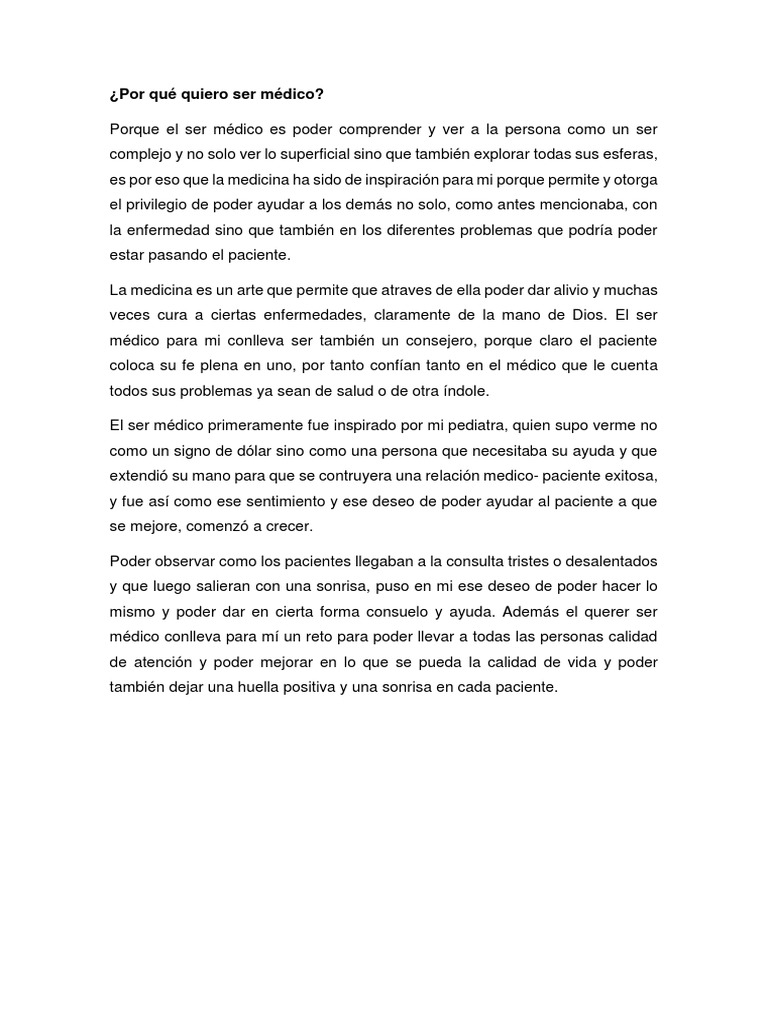 Por Qué Quiero Ser Médico Pdf Medicina Cuidado De La Salud