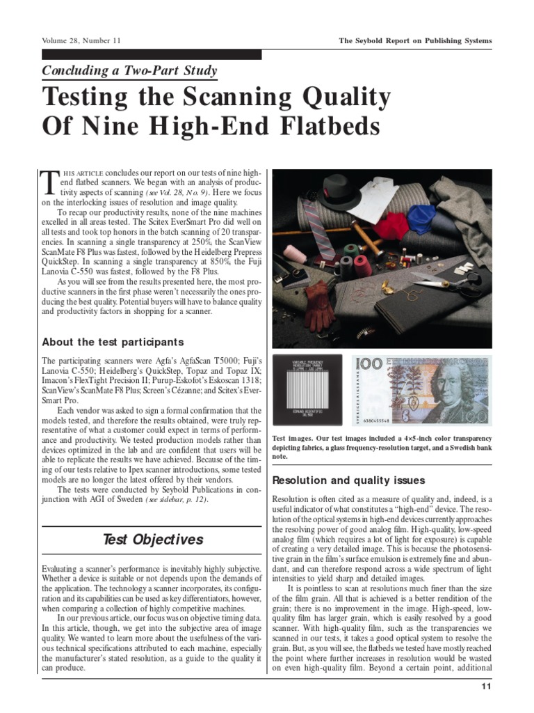 Testing The Scanning Quality of Nine HighEnd Flatbeds PDF Optical