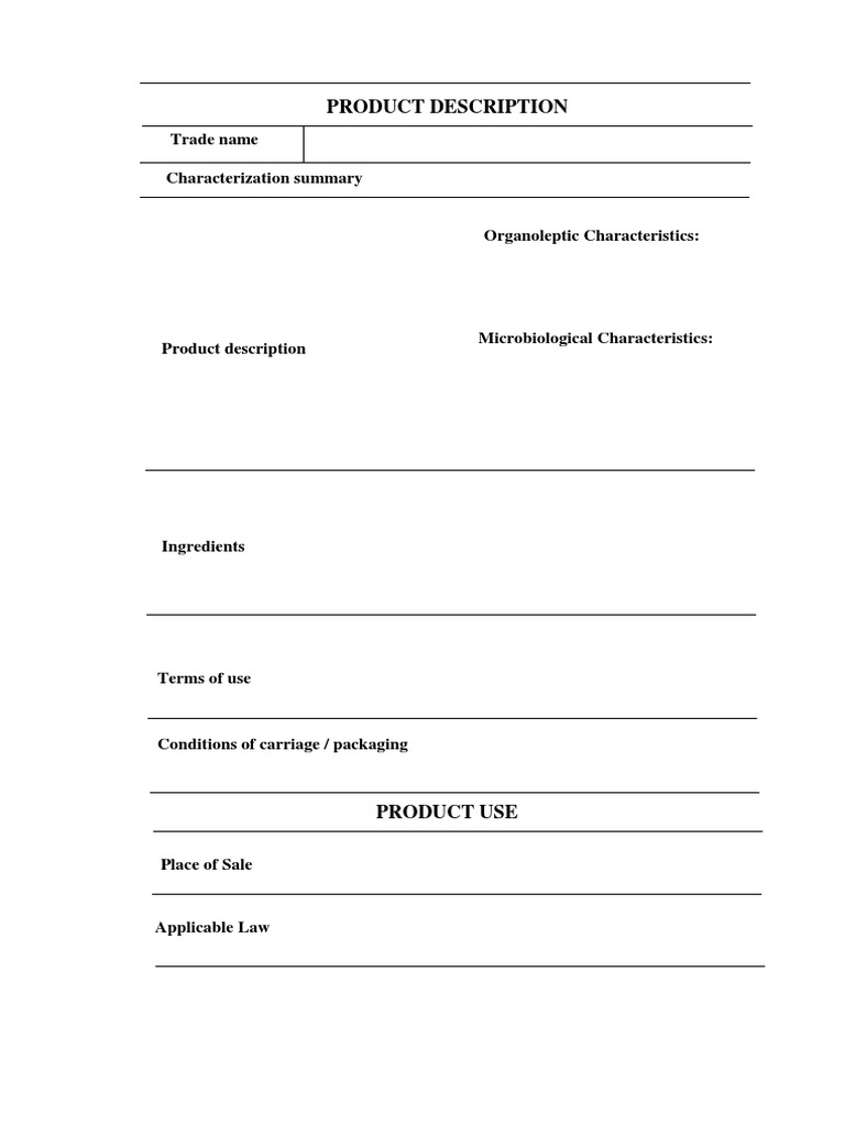 Product Description and Use Guide | PDF