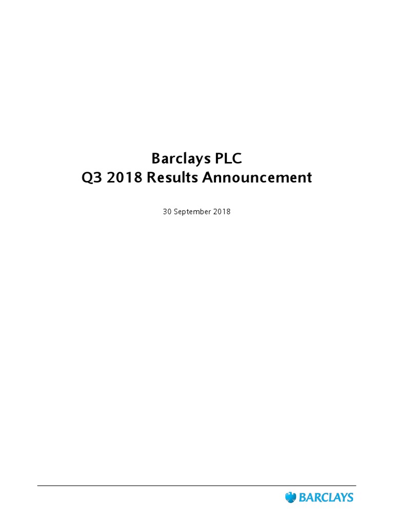 Barclays Q318 Results Announcement PDF Barclays Dividend