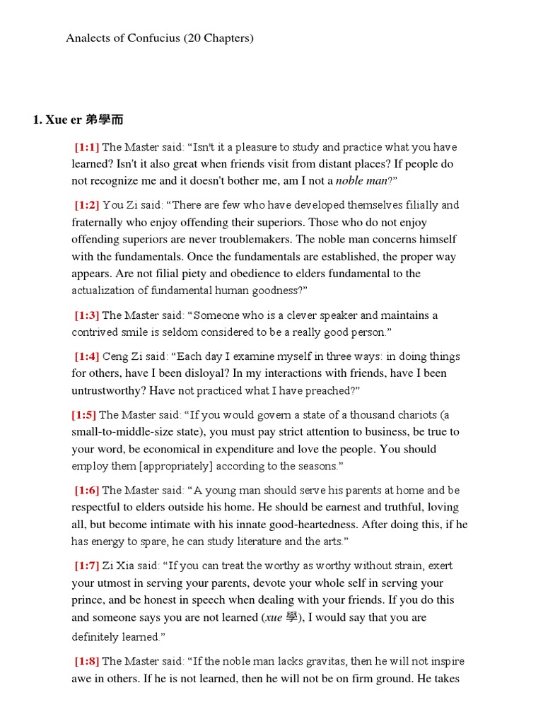 Analects of Confucius | PDF | Confucius | Confucianism