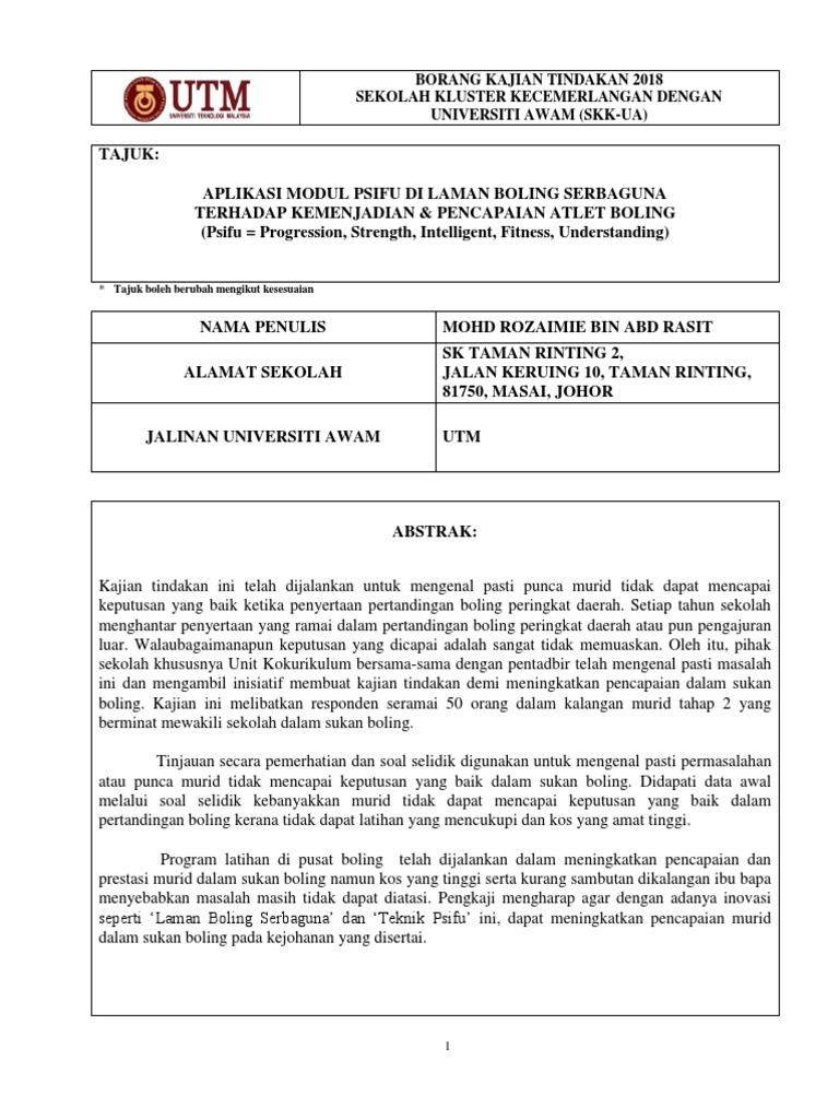 Kajian Tindakan Sktr2 Jba1080 Psifu Pdf
