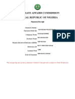Corporate Affairs Commission Federal Republic of Nigeria: Payment Receipt