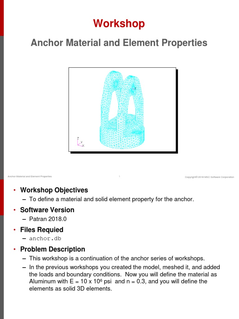 Anchor Material and Element Properties | PDF | Young's Modulus ...
