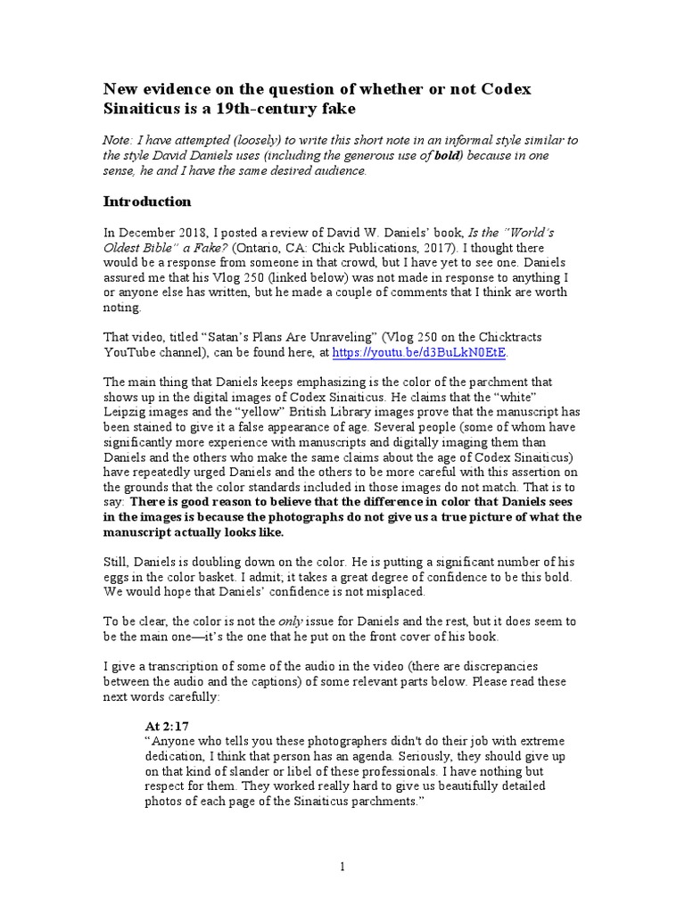 Unpublished Paper New Evidence On Is Cod PDF | PDF | Gospel Of Mark | Codex
