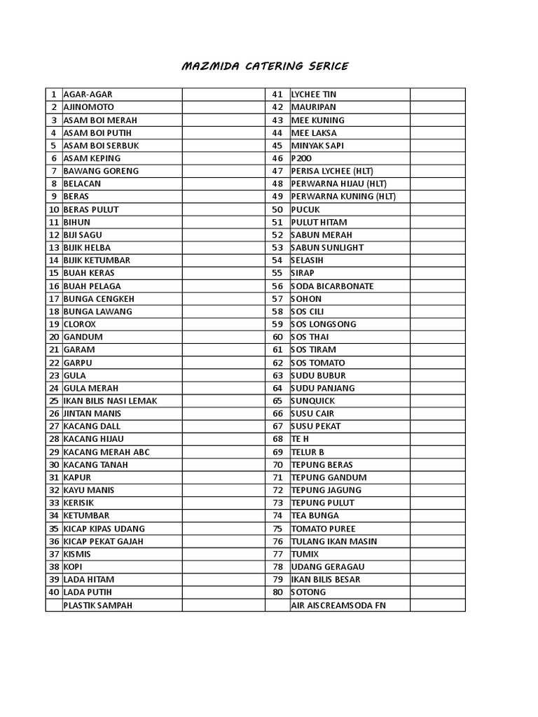 Senarai Barang | PDF