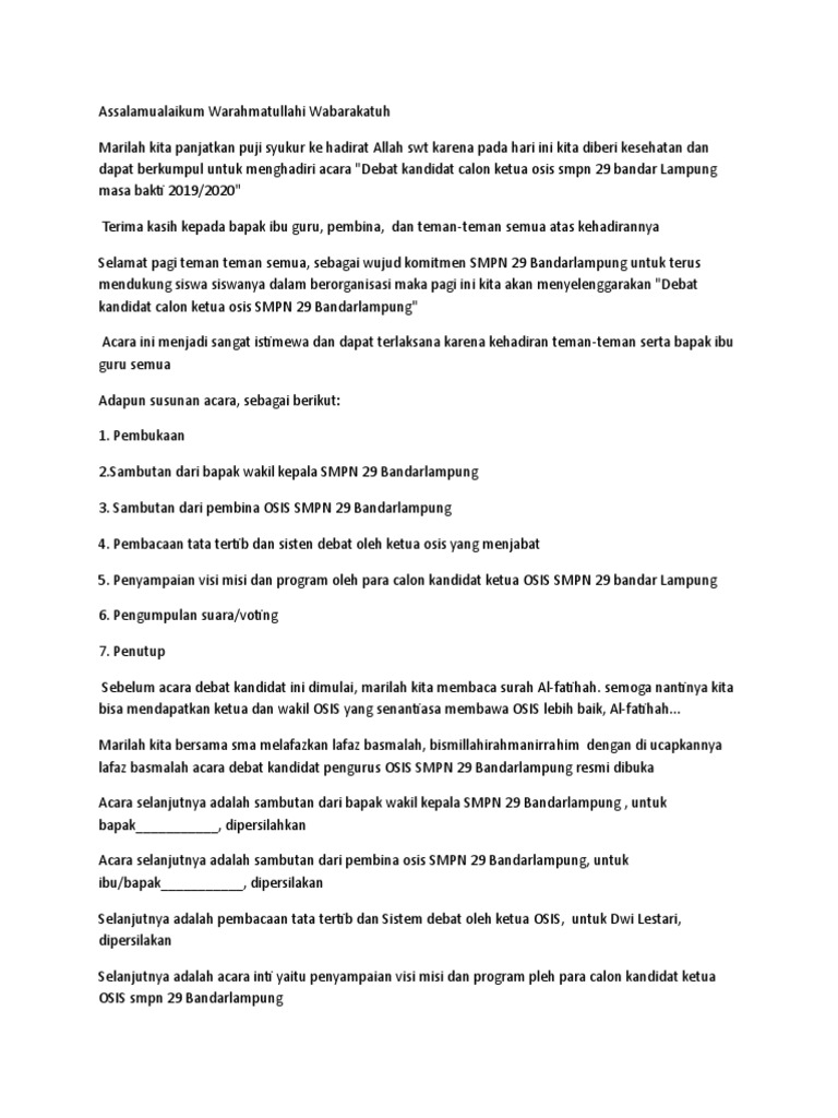 Teks Mc Untuk Pemilihan Osis