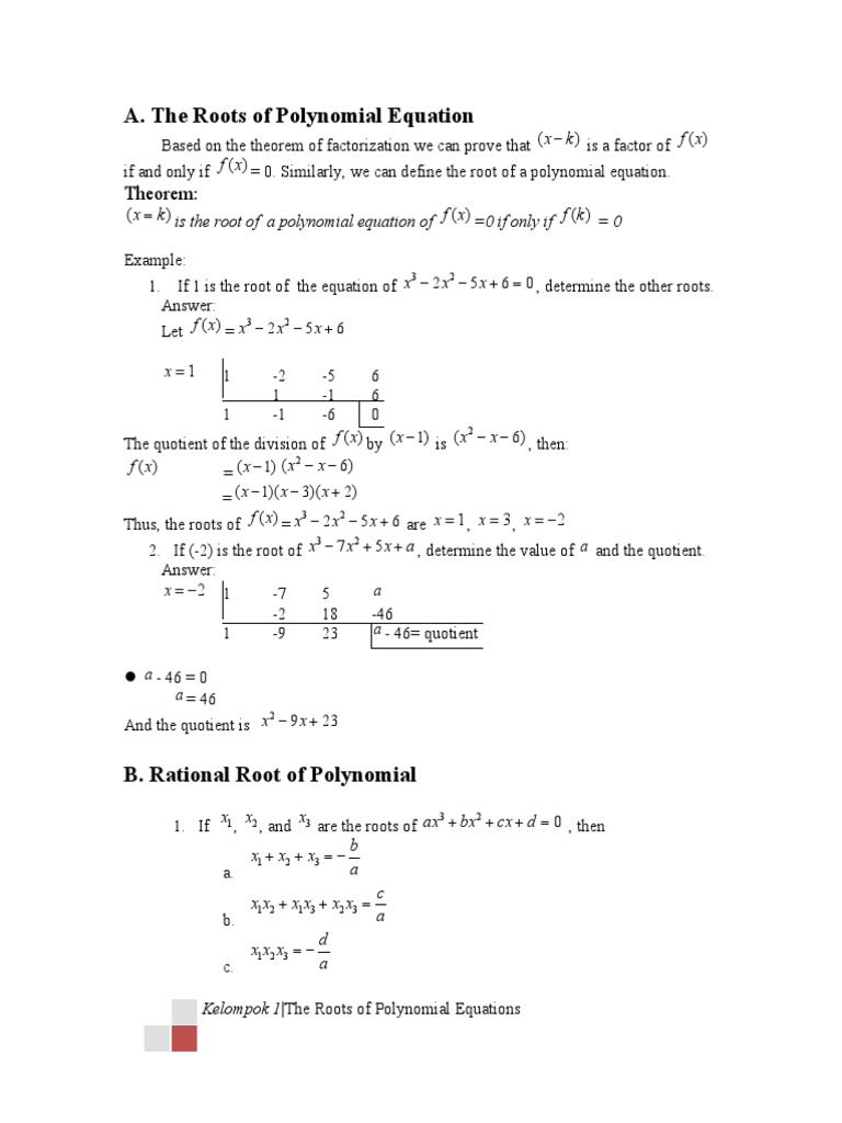 The Roots of Polynomial Equation & Rational Root of Polynomial | Zero ...