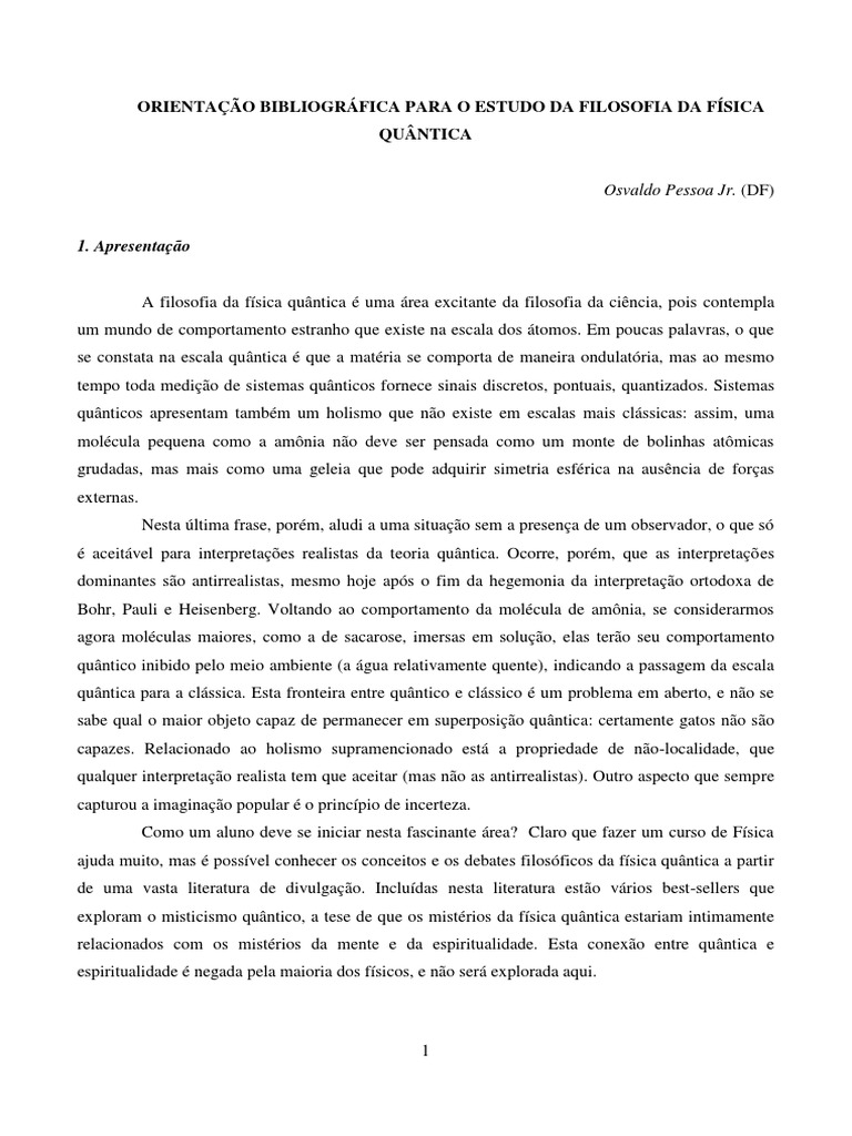 Filosofia da Física Quântica: Guia de Estudo | PDF | Mecânica Quântica ...