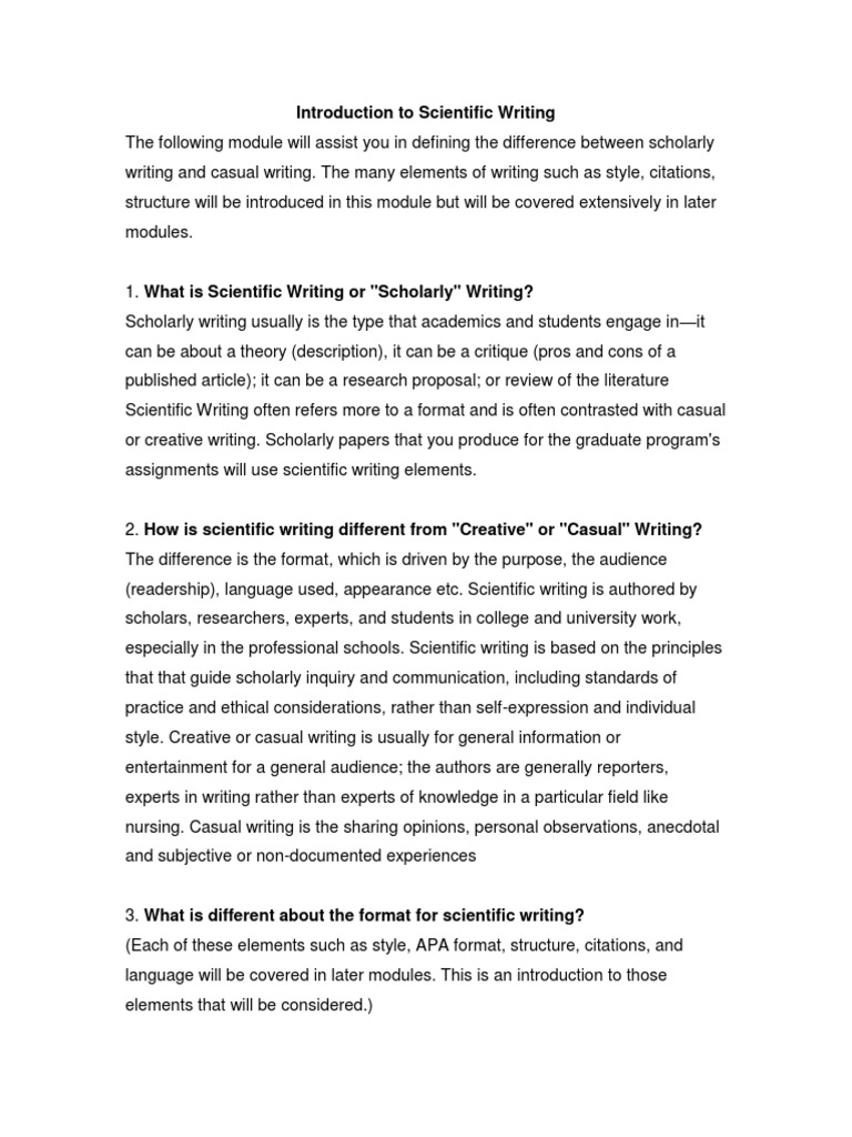 Understanding Scientific Writing Basics | PDF | Citation | Science