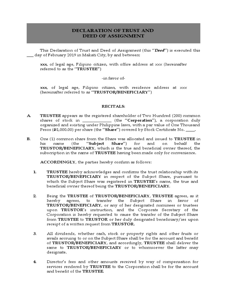 How to write a declaration of trust image