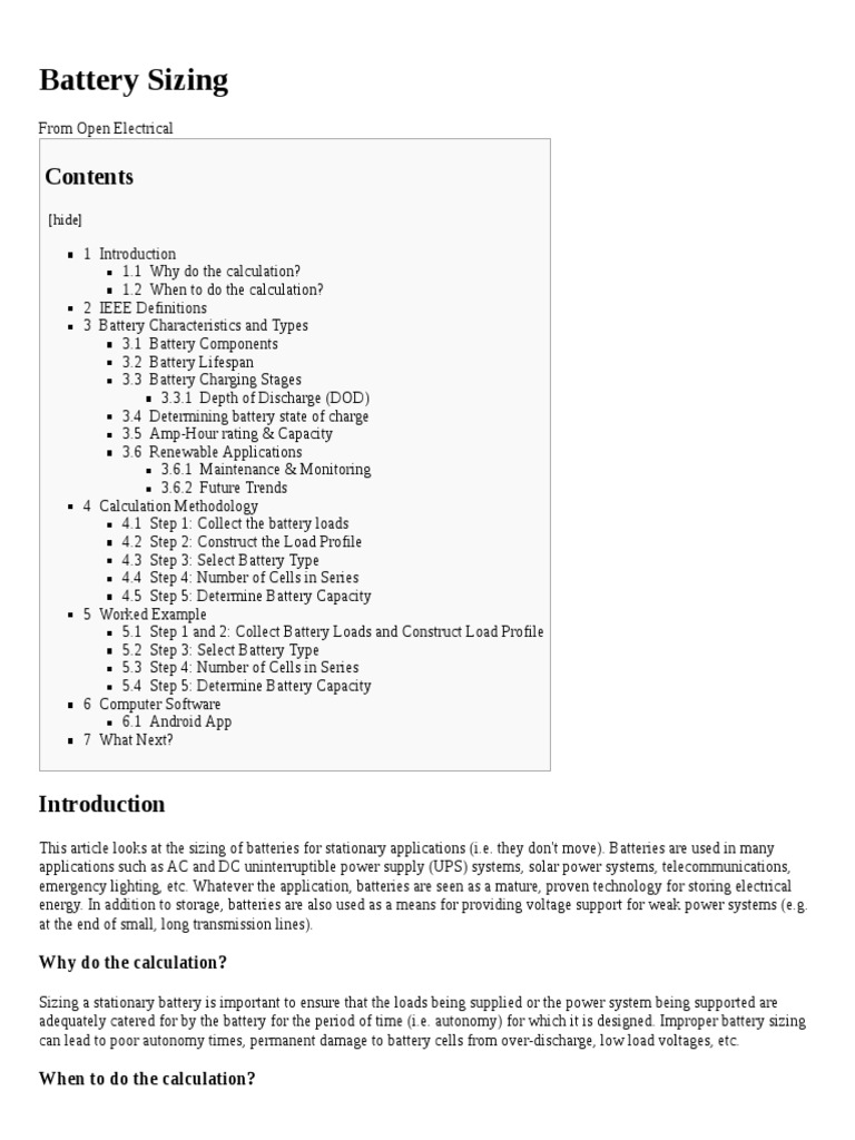 Battery Sizing Wiki PDF Battery Charger Battery (Electricity)