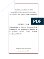 Promoción de la resiliencia para enfrentar la violencia escolar