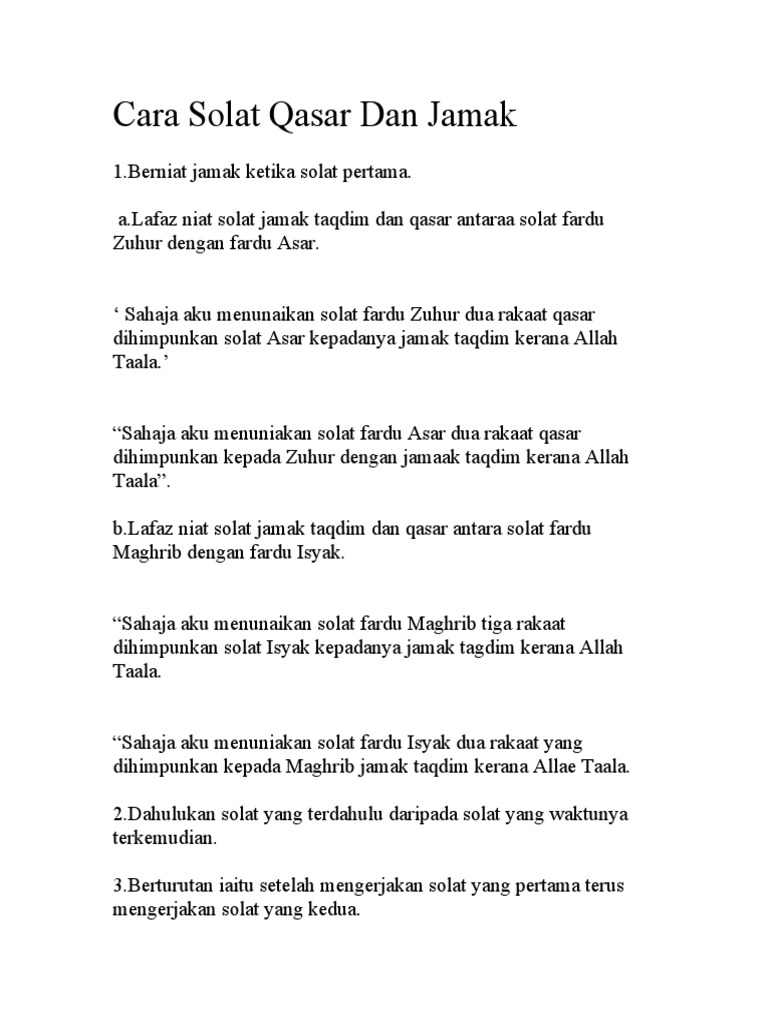 Cara Solat Qasar Dan Jamak Pdf