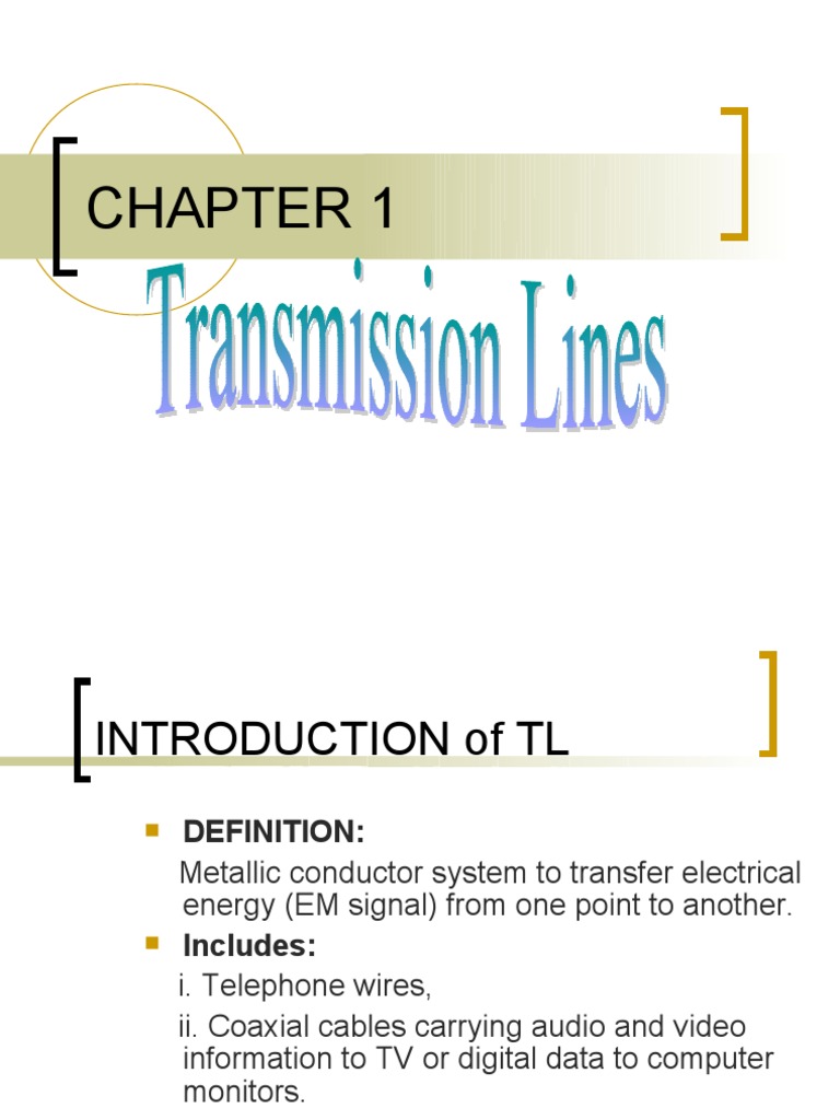 Chapter 1 Transmission Lines PDF Coaxial Cable Transmission Line