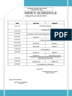 Teacher'S Schedule: School Year 2018-2019