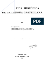 Gramatica Historica de La Lengua Castellana Hanssen