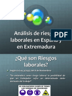 Análisis de riesgos laborales en España y en Extremadura