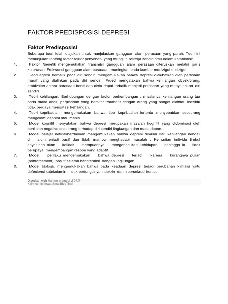 Faktor Predisposisi Depresi PDF