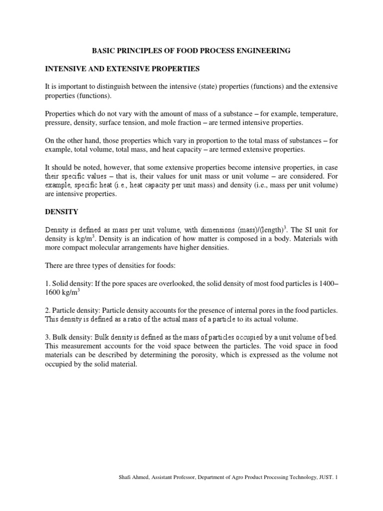 Basic Principles of Food Process Engineering PDF Density Heat