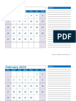 2019 Blank Printable Calendar 03