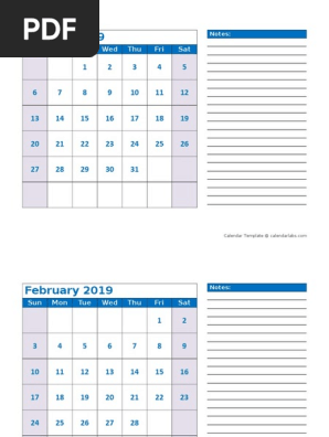 2019 Blank Printable Calendar 03