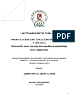 Motivación en El Proceso de Enseñanza Aprendizaje de La Matemática