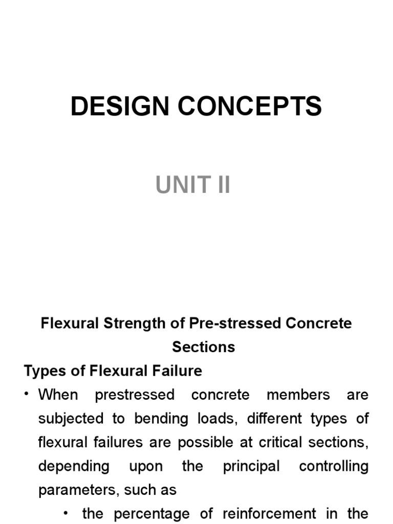Unit Ii Design Concepts PDF Prestressed Concrete Strength Of